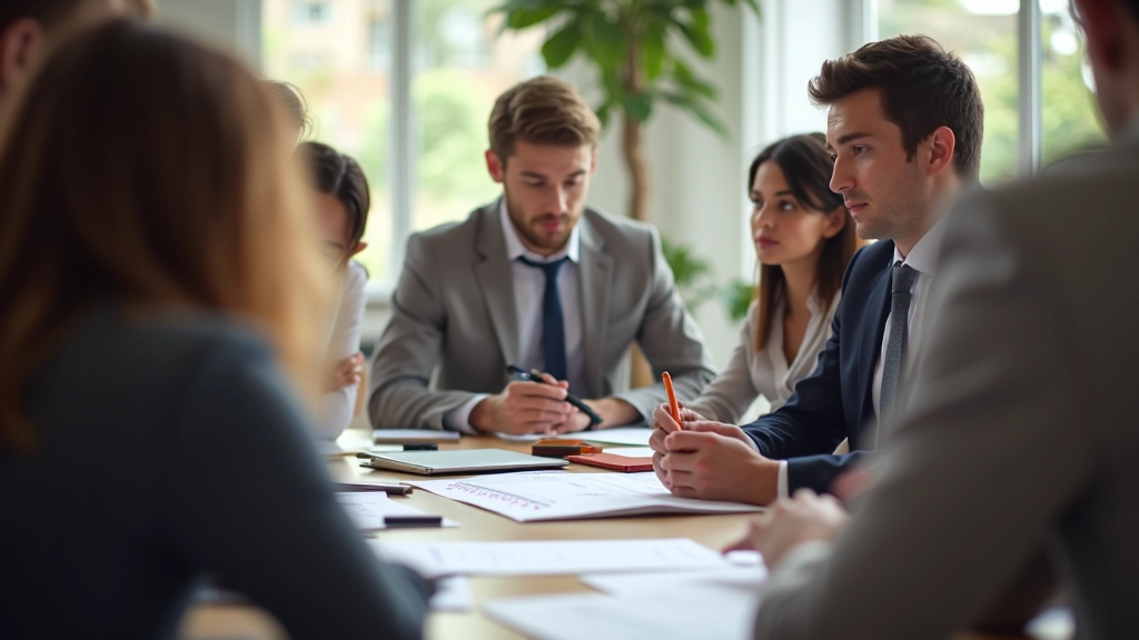 Alunos trabalhando em grupo durante sessão de treinamento de gestão de tempo com material educativo
