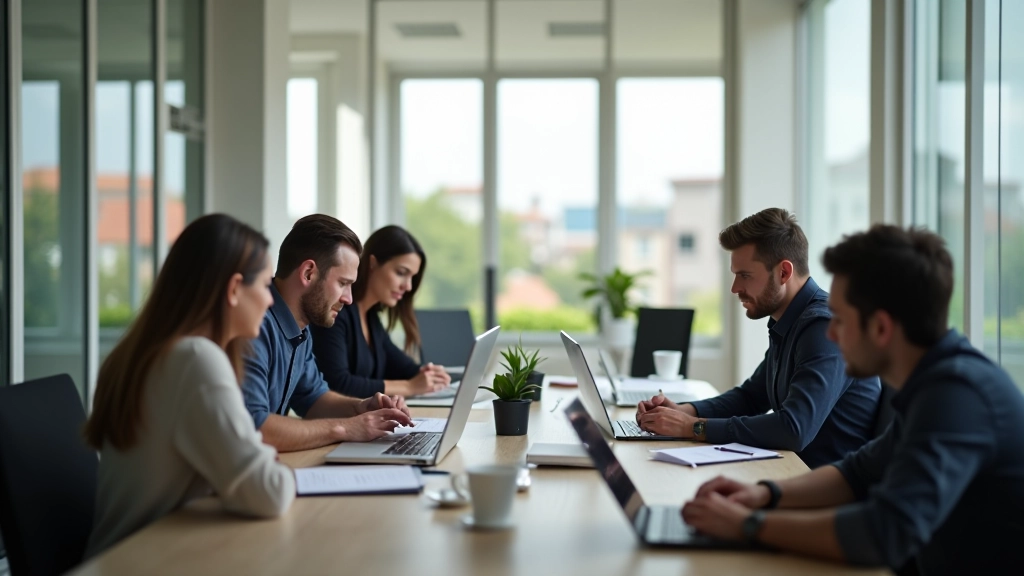 Espaço moderno de trabalho com profissionais em ambiente colaborativo e bem organizado